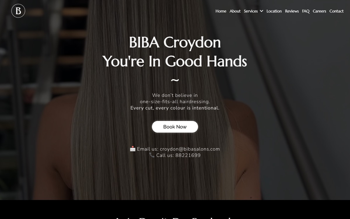 Biba Croydon hair salon website built by Scalus