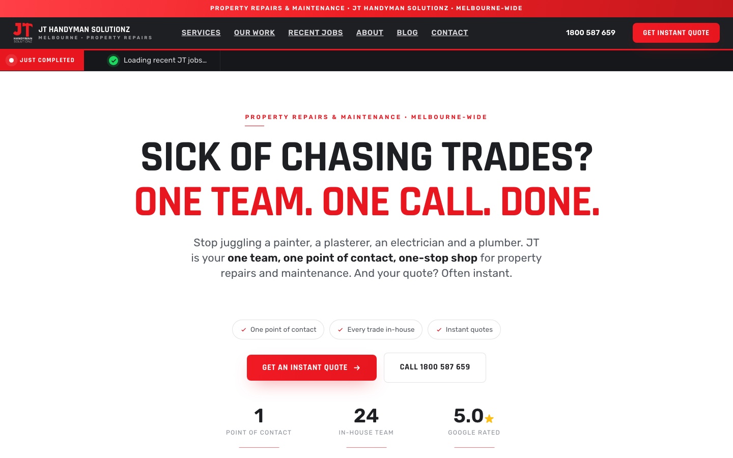 JT Handyman Solutionz website built by Scalus